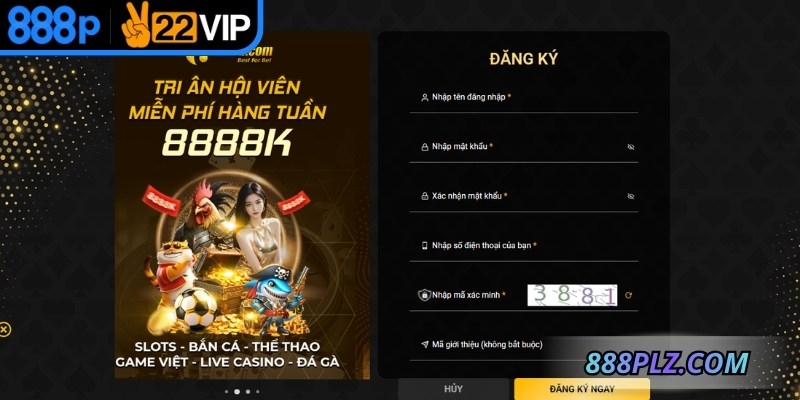 3 bước thực hiện đăng ký 888P đơn giản dễ dàng thao tác